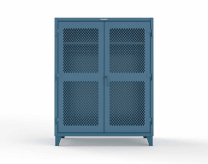 Extreme Duty 12 GA Ventilated (Diamond) Uniform Cabinet with Hanger Rod, 1 Shelf - 60 In. W x 24 In. D x 78 In. H - 56-V-WR-241-5001