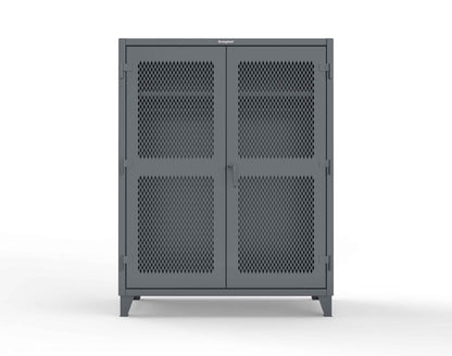 Extreme Duty 12 GA Ventilated (Diamond) Uniform Cabinet with Hanger Rod, 1 Shelf - 60 In. W x 24 In. D x 78 In. H - 56-V-WR-241-7024