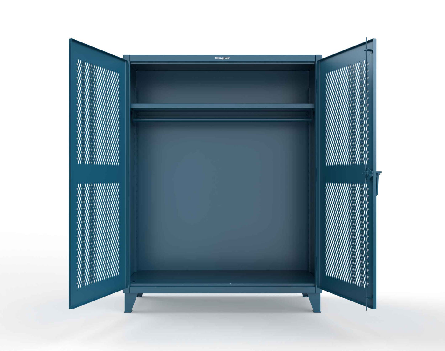Extreme Duty 12 GA Ventilated (Diamond) Uniform Cabinet with Hanger Rod, 1 Shelf - 60 In. W x 24 In. D x 78 In. H - 56-V-WR-241-5001