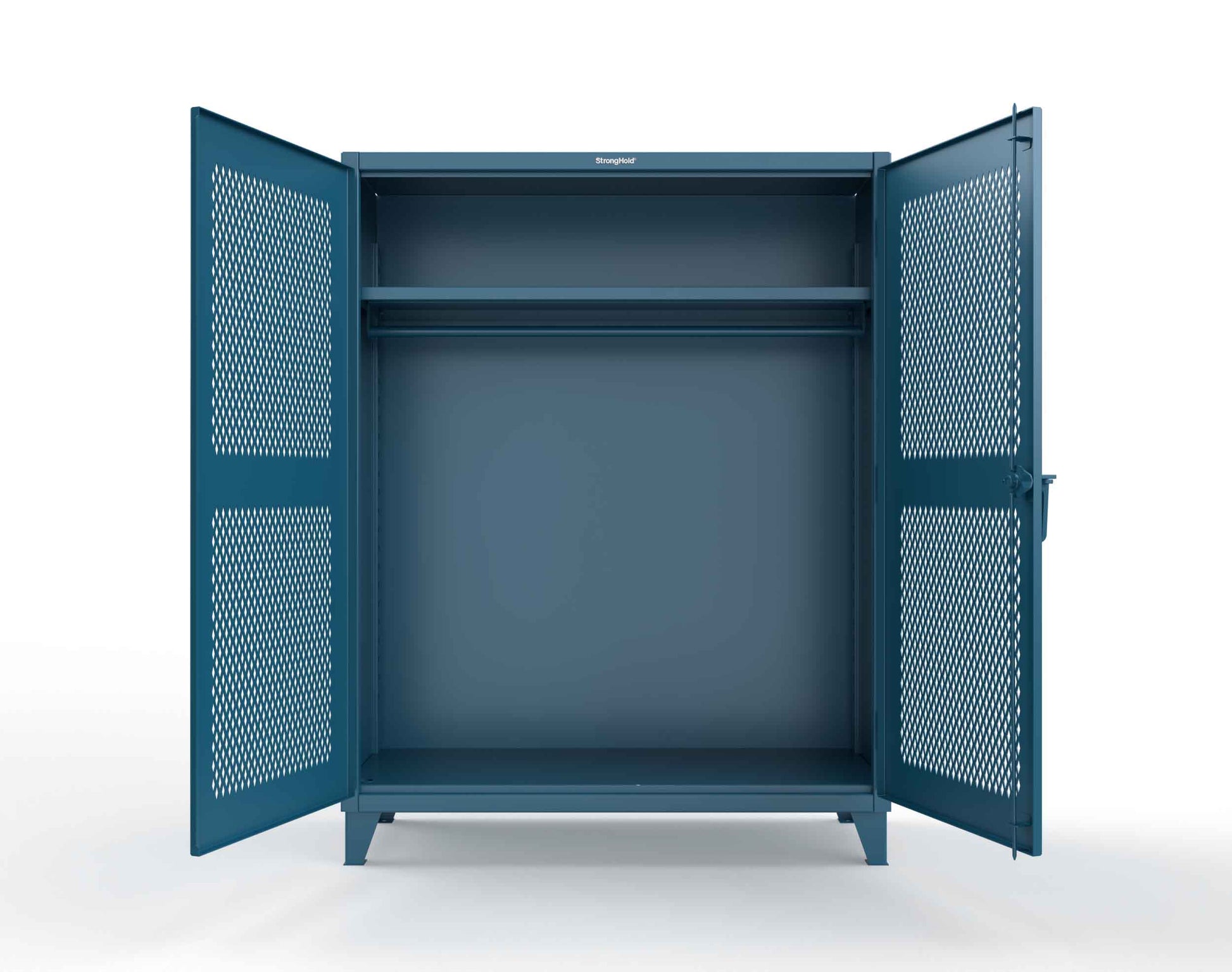 Extreme Duty 12 GA Ventilated (Diamond) Uniform Cabinet with Hanger Rod, 1 Shelf - 60 In. W x 24 In. D x 78 In. H - 56-V-WR-241-5001