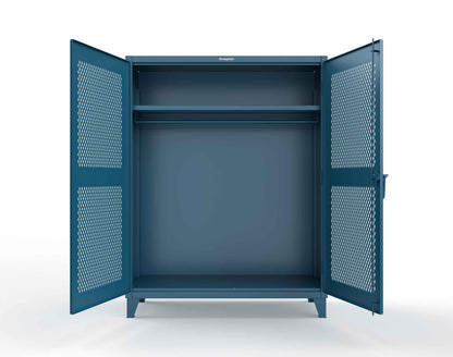 Extreme Duty 12 GA Ventilated (Diamond) Uniform Cabinet with Hanger Rod, 1 Shelf - 60 In. W x 24 In. D x 78 In. H - 56-V-WR-241-5001