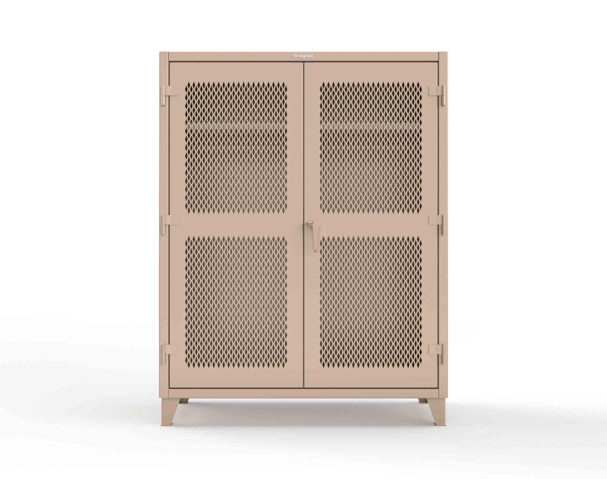 Extreme Duty 12 GA Ventilated (Diamond) Uniform Cabinet with Hanger Rod, 1 Shelf - 60 In. W x 24 In. D x 78 In. H - 56-V-WR-241-1019