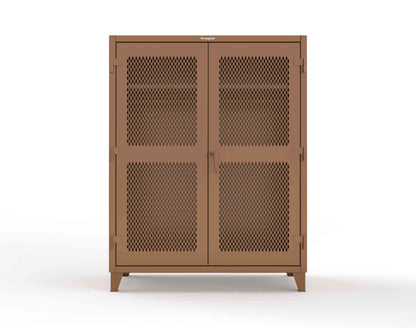 Extreme Duty 12 GA Ventilated (Diamond) Uniform Cabinet with Hanger Rod, 1 Shelf - 60 In. W x 24 In. D x 78 In. H - 56-V-WR-241-8008