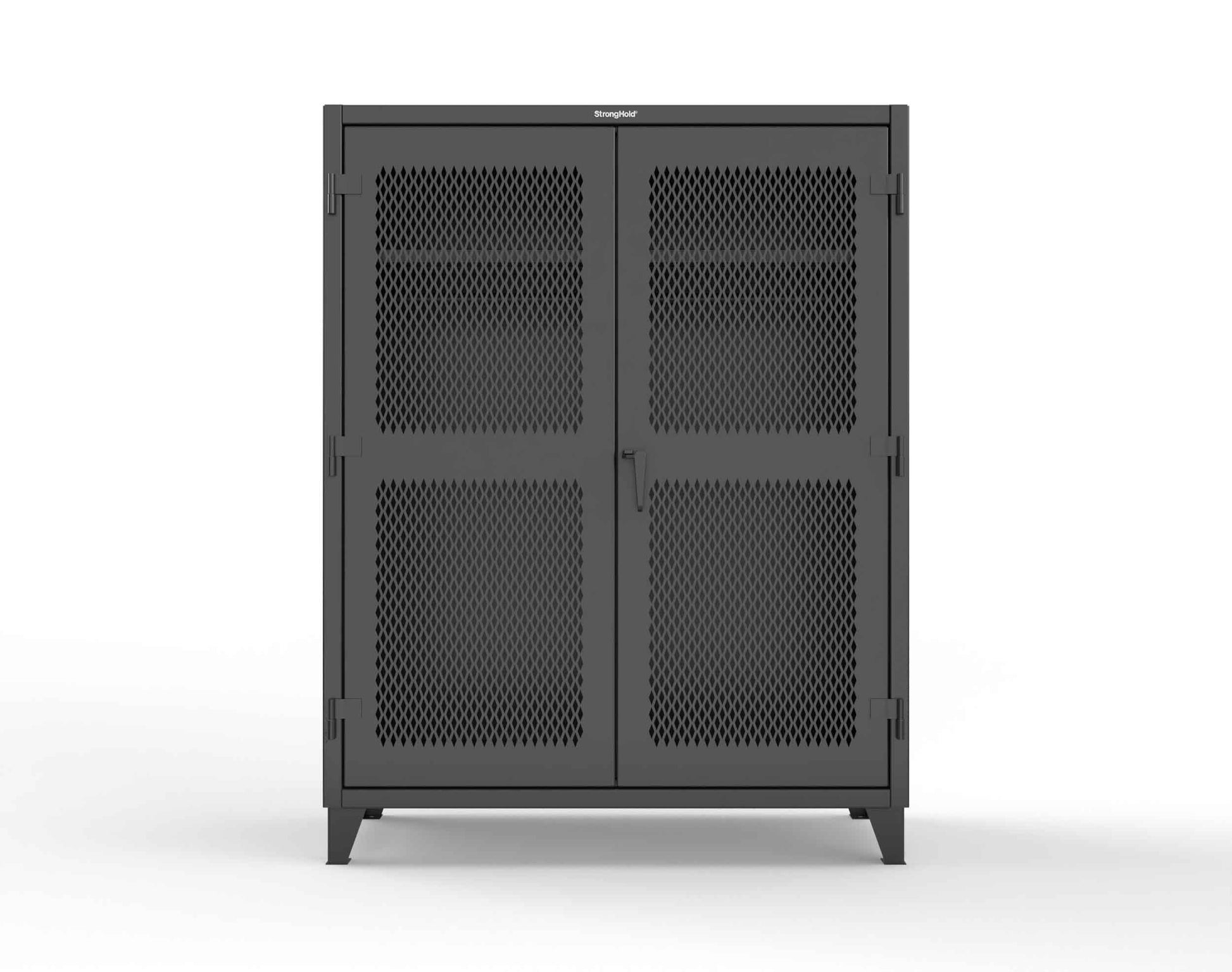 Extreme Duty 12 GA Ventilated (Diamond) Uniform Cabinet with Hanger Rod, 1 Shelf - 60 In. W x 24 In. D x 78 In. H - 56-V-WR-241-9005