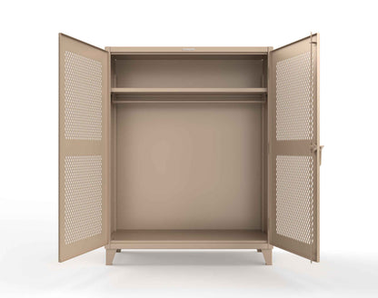Extreme Duty 12 GA Ventilated (Diamond) Uniform Cabinet with Hanger Rod, 1 Shelf - 60 In. W x 24 In. D x 78 In. H - 56-V-WR-241-1019