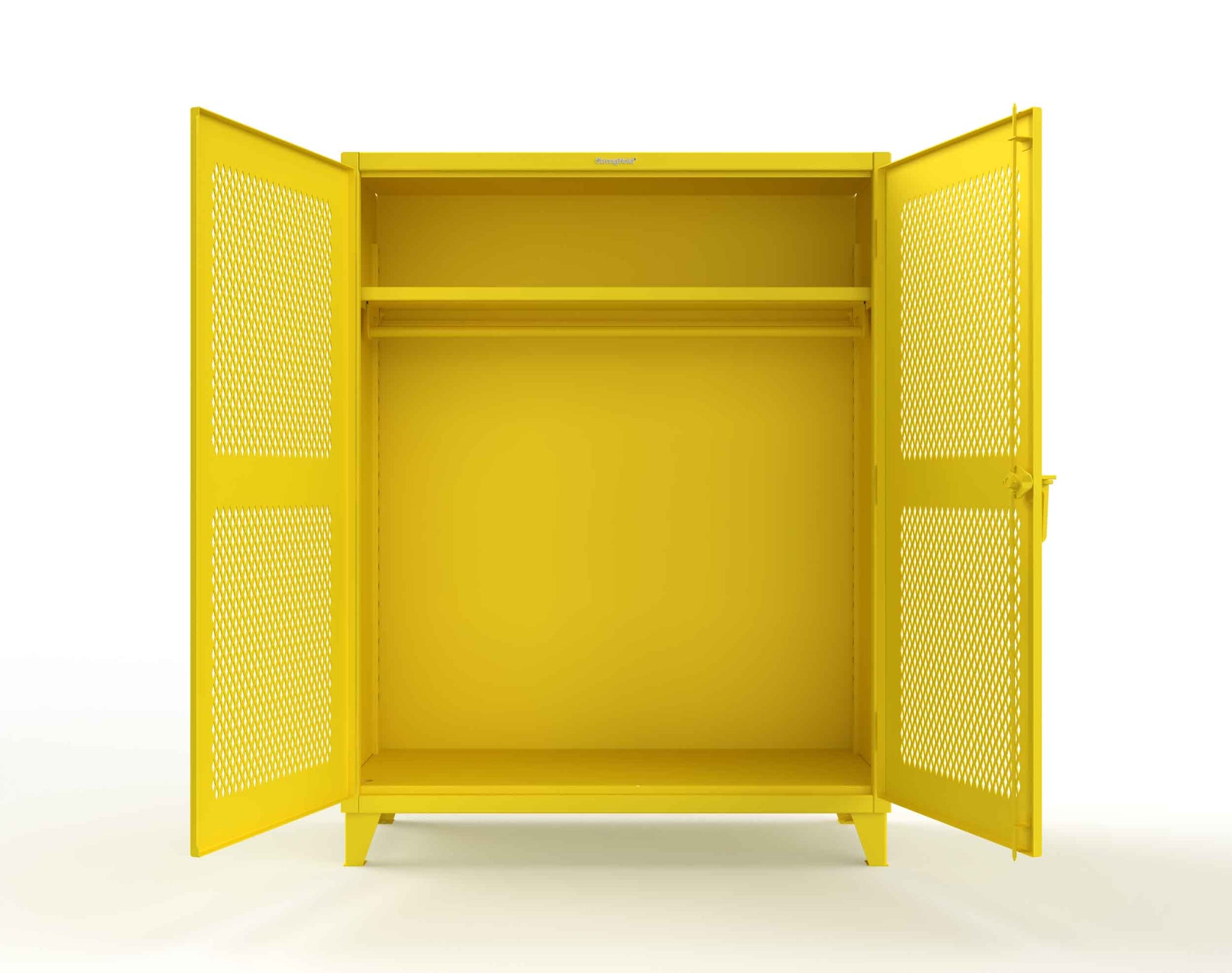 Extreme Duty 12 GA Ventilated (Diamond) Uniform Cabinet with Hanger Rod, 1 Shelf - 60 In. W x 24 In. D x 78 In. H - 56-V-WR-241-1021