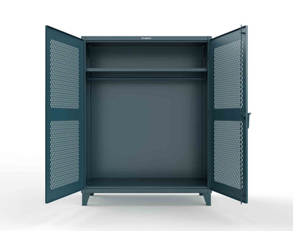 Extreme Duty 12 GA Ventilated (Diamond) Uniform Cabinet with Hanger Rod, 1 Shelf - 60 In. W x 24 In. D x 78 In. H - 56-V-WR-241-5001