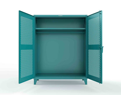 Extreme Duty 12 GA Ventilated (Diamond) Uniform Cabinet with Hanger Rod, 1 Shelf - 60 In. W x 24 In. D x 78 In. H - 56-V-WR-241-5021