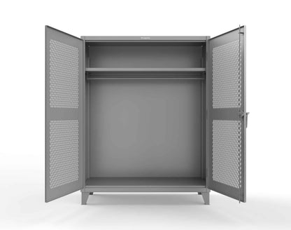Extreme Duty 12 GA Ventilated (Diamond) Uniform Cabinet with Hanger Rod, 1 Shelf - 60 In. W x 24 In. D x 78 In. H - 56-V-WR-241-7037