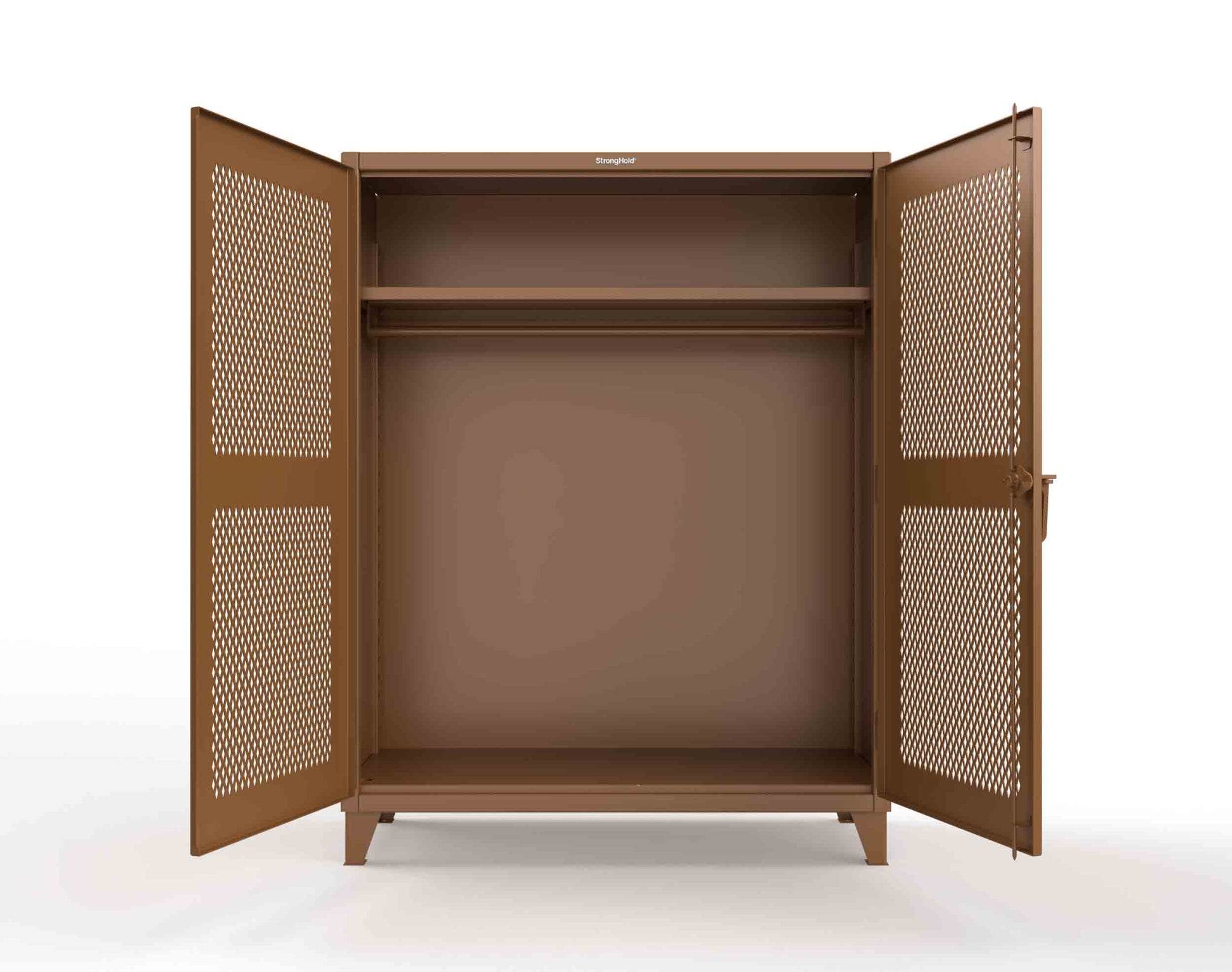 Extreme Duty 12 GA Ventilated (Diamond) Uniform Cabinet with Hanger Rod, 1 Shelf - 60 In. W x 24 In. D x 78 In. H - 56-V-WR-241-8008