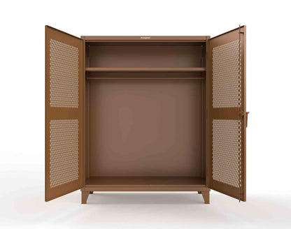 Extreme Duty 12 GA Ventilated (Diamond) Uniform Cabinet with Hanger Rod, 1 Shelf - 60 In. W x 24 In. D x 78 In. H - 56-V-WR-241-8008