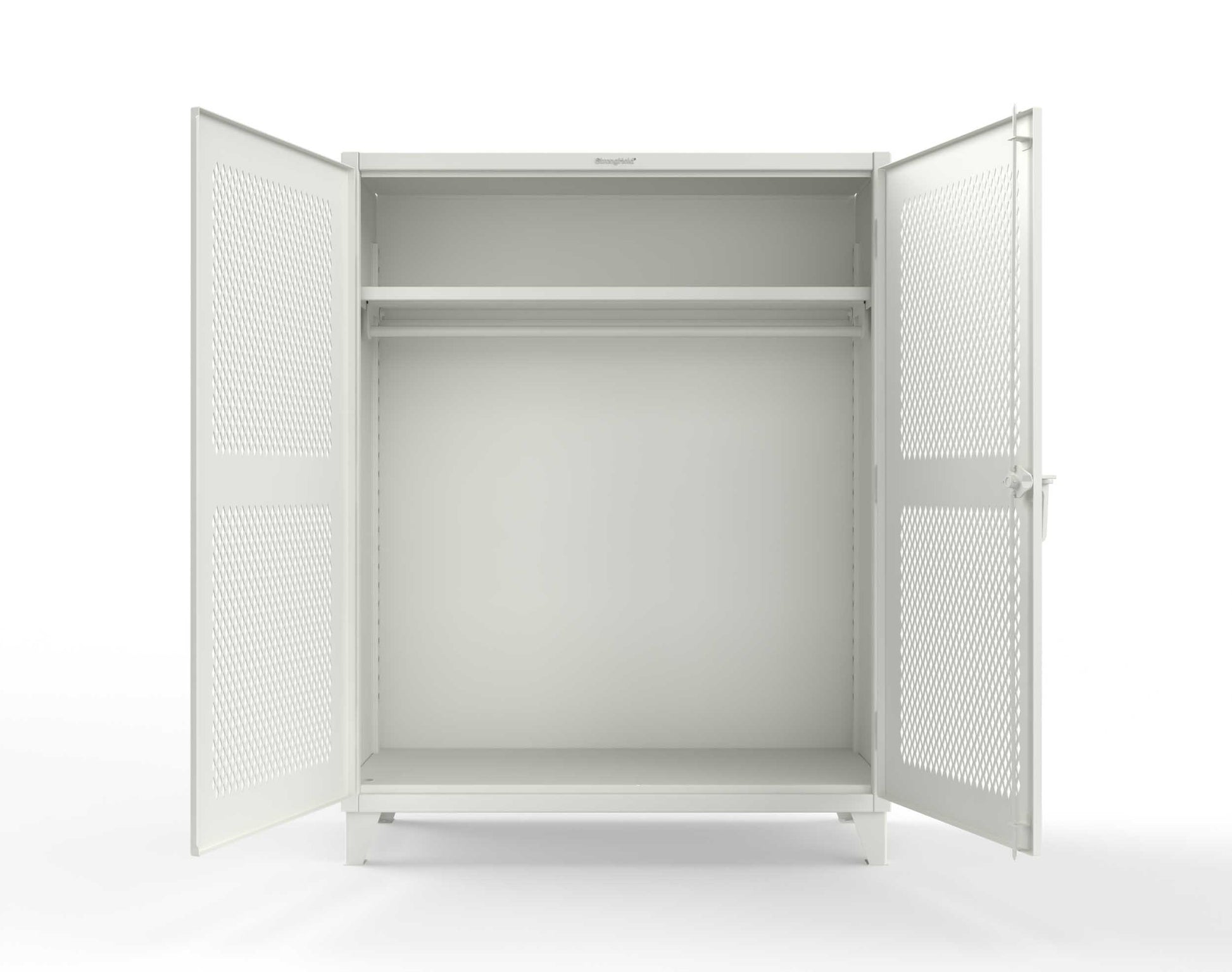 Extreme Duty 12 GA Ventilated (Diamond) Uniform Cabinet with Hanger Rod, 1 Shelf - 60 In. W x 24 In. D x 78 In. H - 56-V-WR-241-9003