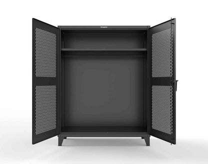 Extreme Duty 12 GA Ventilated (Diamond) Uniform Cabinet with Hanger Rod, 1 Shelf - 60 In. W x 24 In. D x 78 In. H - 56-V-WR-241-9005