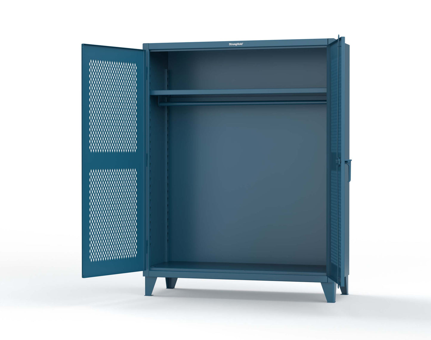 Extreme Duty 12 GA Ventilated (Diamond) Uniform Cabinet with Hanger Rod, 1 Shelf - 60 In. W x 24 In. D x 78 In. H - 56-V-WR-241-5001