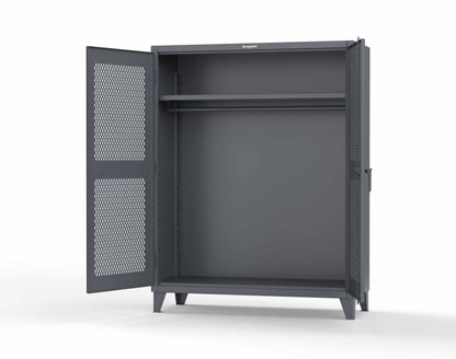 Extreme Duty 12 GA Ventilated (Diamond) Uniform Cabinet with Hanger Rod, 1 Shelf - 60 In. W x 24 In. D x 78 In. H - 56-V-WR-241-7024