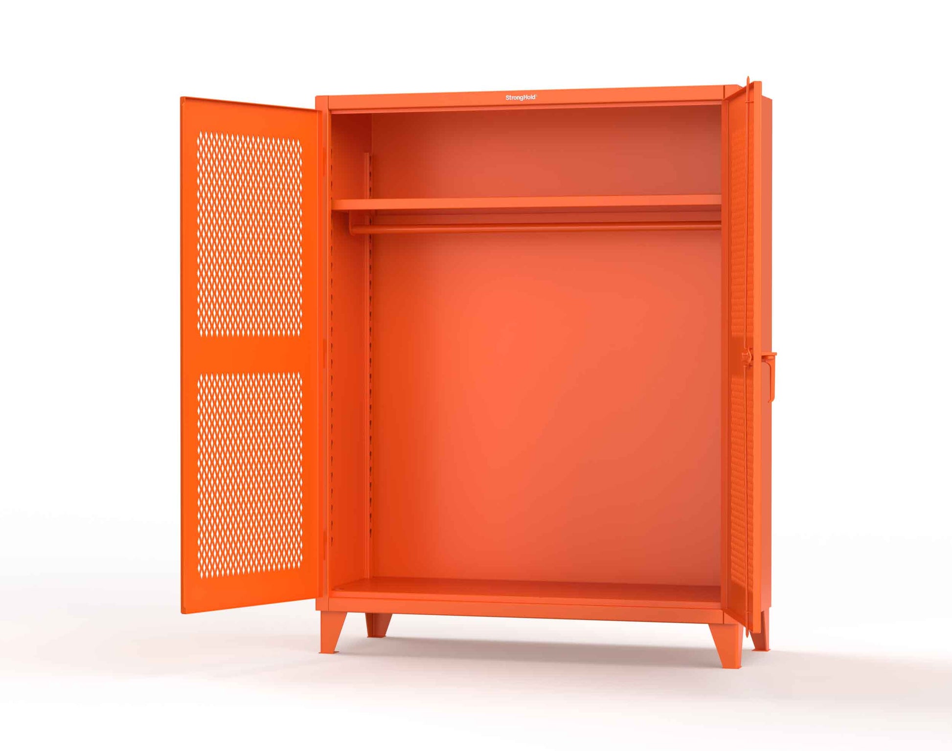 Extreme Duty 12 GA Ventilated (Diamond) Uniform Cabinet with Hanger Rod, 1 Shelf - 60 In. W x 24 In. D x 78 In. H - 56-V-WR-241-2009