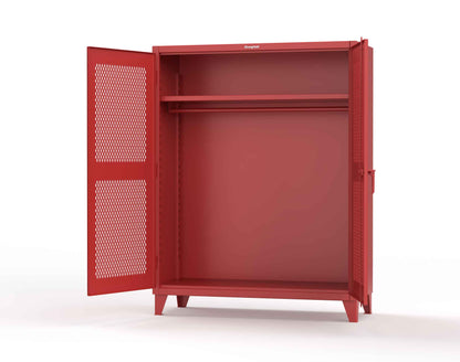Extreme Duty 12 GA Ventilated (Diamond) Uniform Cabinet with Hanger Rod, 1 Shelf - 60 In. W x 24 In. D x 78 In. H - 56-V-WR-241-3001