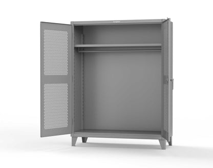 Extreme Duty 12 GA Ventilated (Diamond) Uniform Cabinet with Hanger Rod, 1 Shelf - 60 In. W x 24 In. D x 78 In. H - 56-V-WR-241-7037