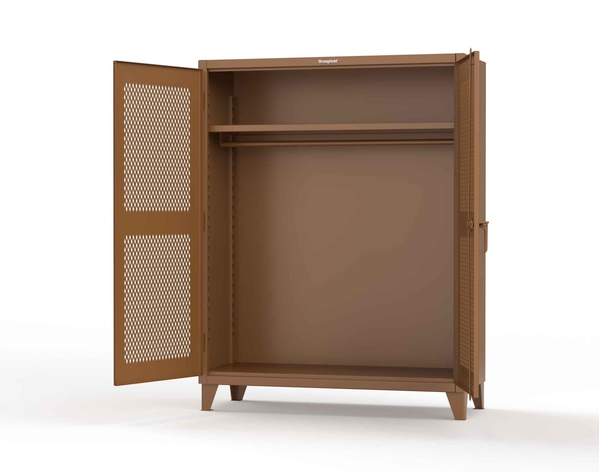 Extreme Duty 12 GA Ventilated (Diamond) Uniform Cabinet with Hanger Rod, 1 Shelf - 60 In. W x 24 In. D x 78 In. H - 56-V-WR-241-8008
