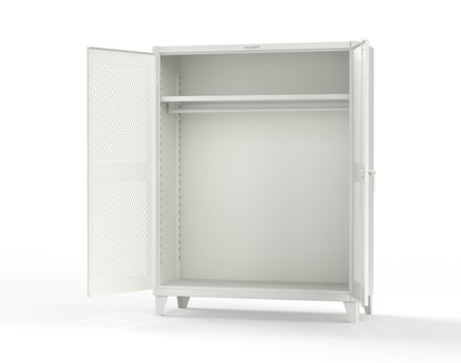 Extreme Duty 12 GA Ventilated (Diamond) Uniform Cabinet with Hanger Rod, 1 Shelf - 60 In. W x 24 In. D x 78 In. H - 56-V-WR-241-9003