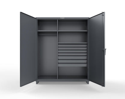 Extra Heavy Duty 14 GA Uniform Cabinet with 7 Drawers, 3 Shelves - 60 In. W x 24 In. D x 75 In. H - 56-W-243-7DB-L-7024