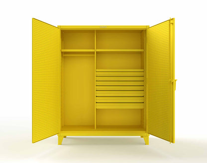 Extreme Duty 12 GA Uniform Cabinet with 7 Drawers, Pegboard, 3 Shelves - 60 In. W x 24 In. D x 78 In. H - 56-W-243-7DB-PB-1021