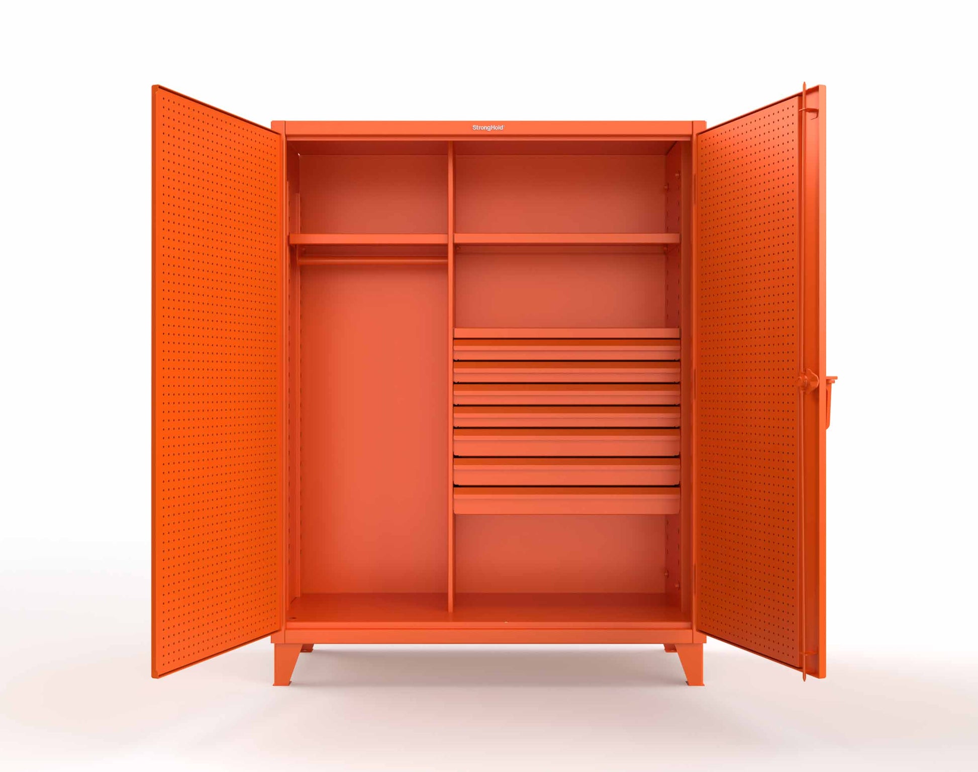 Extreme Duty 12 GA Uniform Cabinet with 7 Drawers, Pegboard, 3 Shelves - 60 In. W x 24 In. D x 78 In. H - 56-W-243-7DB-PB-2009