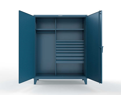 Extreme Duty 12 GA Uniform Cabinet with 7 Drawers, Pegboard, 3 Shelves - 60 In. W x 24 In. D x 78 In. H - 56-W-243-7DB-PB-5001