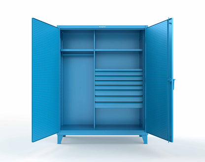 Extreme Duty 12 GA Uniform Cabinet with 7 Drawers, Pegboard, 3 Shelves - 60 In. W x 24 In. D x 78 In. H - 56-W-243-7DB-PB-5012