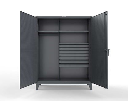 Extreme Duty 12 GA Uniform Cabinet with 7 Drawers, Pegboard, 3 Shelves - 60 In. W x 24 In. D x 78 In. H - 56-W-243-7DB-PB-7024