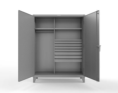 Extreme Duty 12 GA Uniform Cabinet with 7 Drawers, Pegboard, 3 Shelves - 60 In. W x 24 In. D x 78 In. H - 56-W-243-7DB-PB-7037