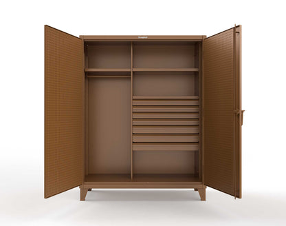 Extreme Duty 12 GA Uniform Cabinet with 7 Drawers, Pegboard, 3 Shelves - 60 In. W x 24 In. D x 78 In. H - 56-W-243-7DB-PB-8008