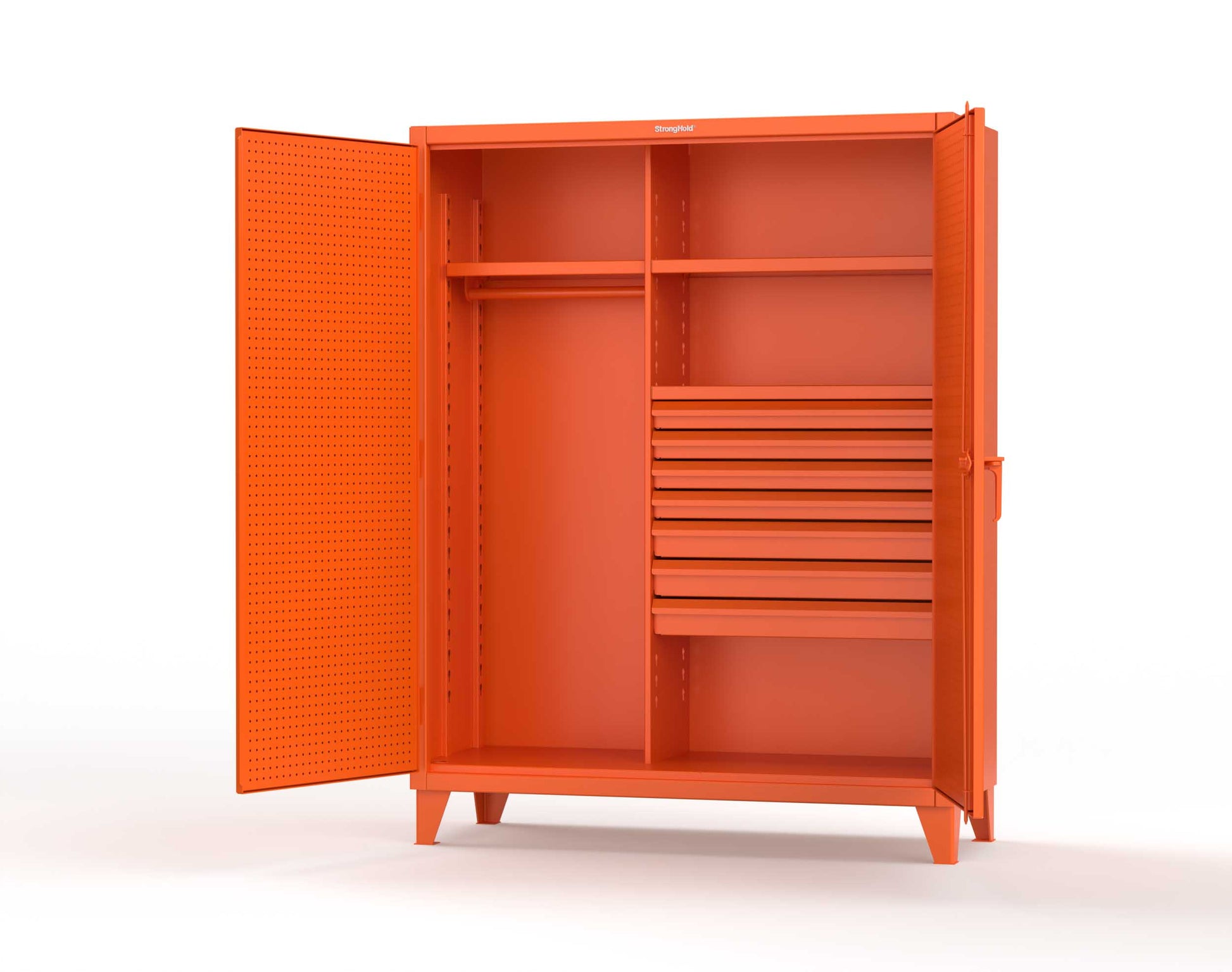 Extreme Duty 12 GA Uniform Cabinet with 7 Drawers, Pegboard, 3 Shelves - 60 In. W x 24 In. D x 78 In. H - 56-W-243-7DB-PB-2009