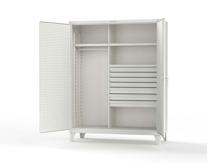 Extreme Duty 12 GA Uniform Cabinet with 7 Drawers, Pegboard, 3 Shelves - 60 In. W x 24 In. D x 78 In. H - 56-W-243-7DB-PB-9003