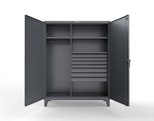 Extreme Duty 12 GA Uniform Cabinet with 7 Drawers, 3 Shelves - 60 In. W x 24 In. D x 78 In. H - 56-W-243-7DB-7024