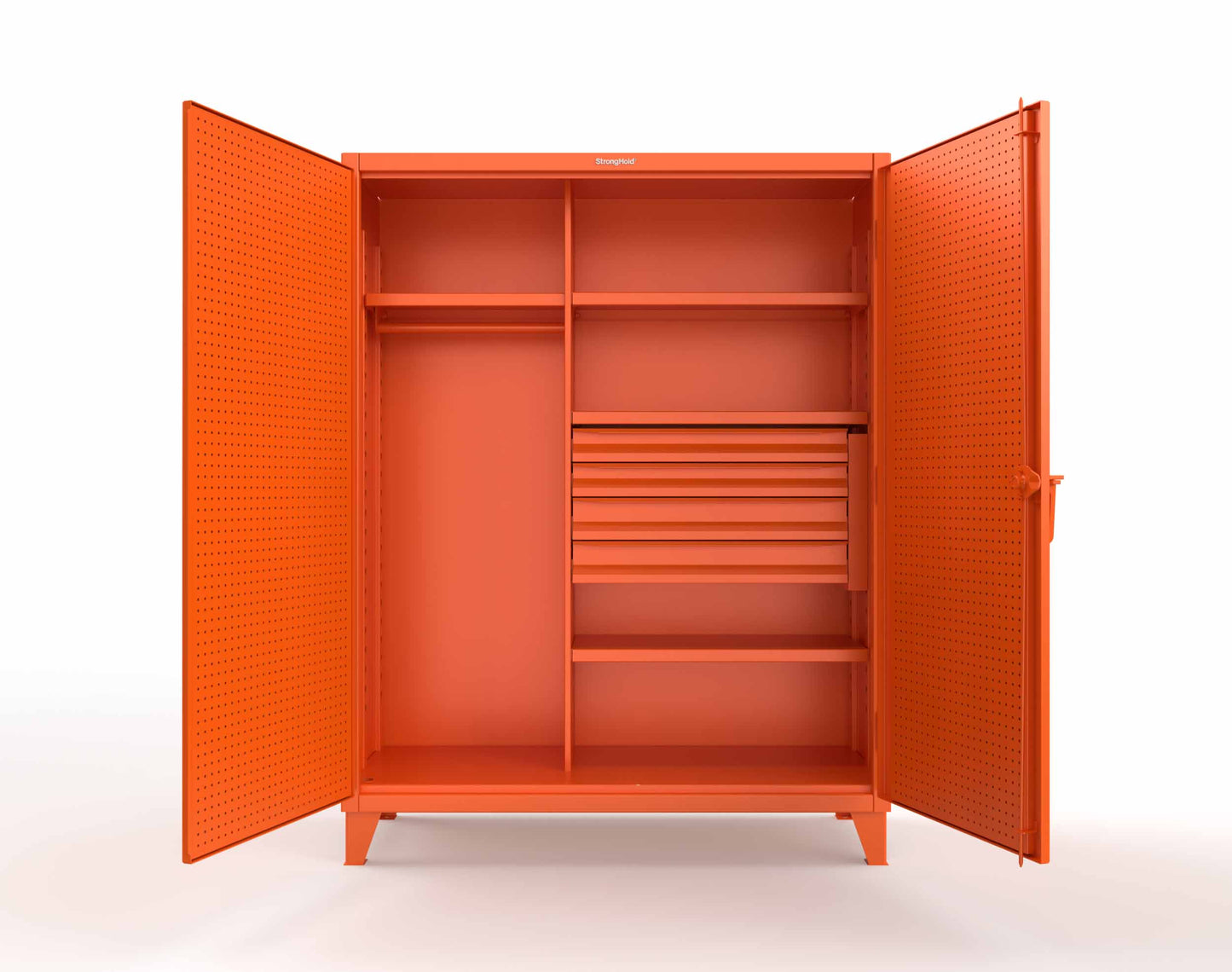 Extreme Duty 12 GA Uniform Cabinet with 4 Drawers, Pegboard, 4 Shelves - 60 In. W x 24 In. D x 78 In. H - 56-W-244-4DB-PB-2009