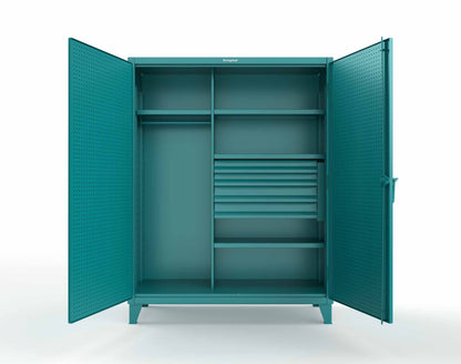 Extreme Duty 12 GA Uniform Cabinet with 4 Drawers, Pegboard, 4 Shelves - 60 In. W x 24 In. D x 78 In. H - 56-W-244-4DB-PB-5021