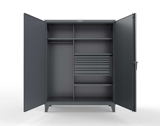 Extreme Duty 12 GA Uniform Cabinet with 4 Drawers, Pegboard, 4 Shelves - 60 In. W x 24 In. D x 78 In. H - 56-W-244-4DB-PB-7024