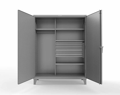 Extreme Duty 12 GA Uniform Cabinet with 4 Drawers, Pegboard, 4 Shelves - 60 In. W x 24 In. D x 78 In. H - 56-W-244-4DB-PB-7037