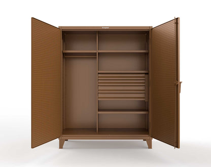 Extreme Duty 12 GA Uniform Cabinet with 4 Drawers, Pegboard, 4 Shelves - 60 In. W x 24 In. D x 78 In. H - 56-W-244-4DB-PB-8008