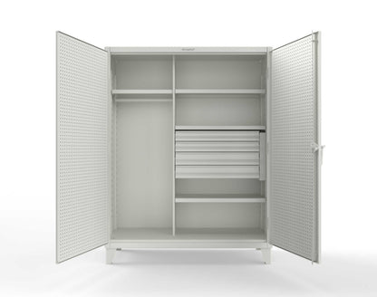 Extreme Duty 12 GA Uniform Cabinet with 4 Drawers, Pegboard, 4 Shelves - 60 In. W x 24 In. D x 78 In. H - 56-W-244-4DB-PB-9003