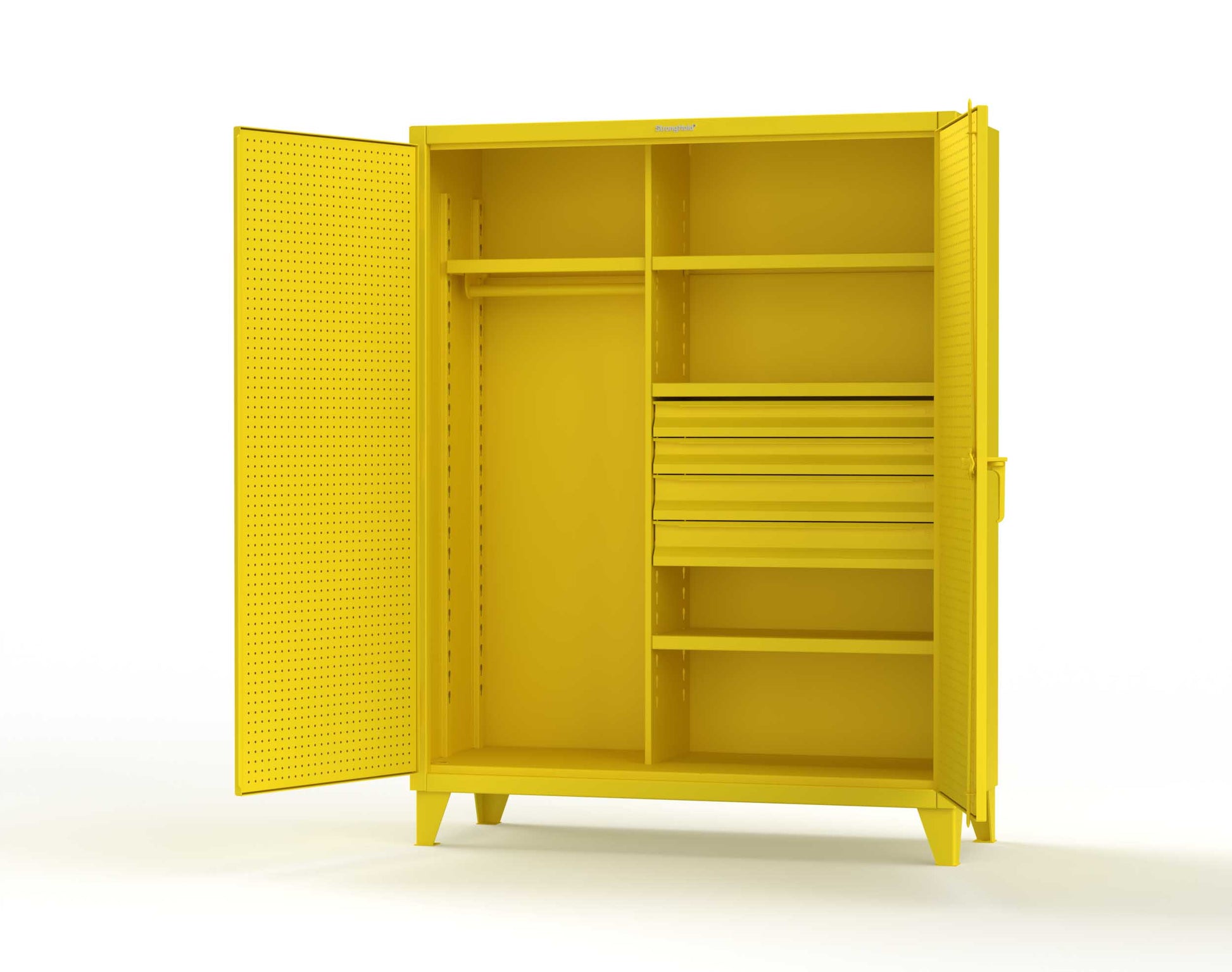 Extreme Duty 12 GA Uniform Cabinet with 4 Drawers, Pegboard, 4 Shelves - 60 In. W x 24 In. D x 78 In. H - 56-W-244-4DB-PB-1021