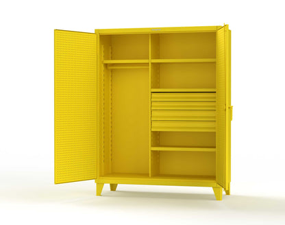 Extreme Duty 12 GA Uniform Cabinet with 4 Drawers, Pegboard, 4 Shelves - 60 In. W x 24 In. D x 78 In. H - 56-W-244-4DB-PB-1021