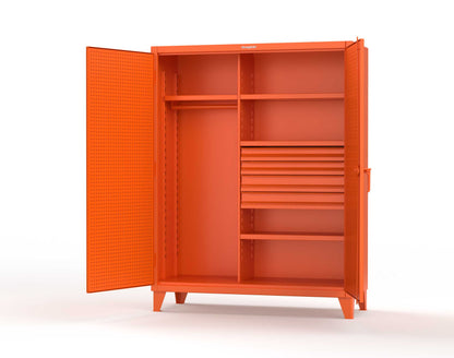 Extreme Duty 12 GA Uniform Cabinet with 4 Drawers, Pegboard, 4 Shelves - 60 In. W x 24 In. D x 78 In. H - 56-W-244-4DB-PB-2009