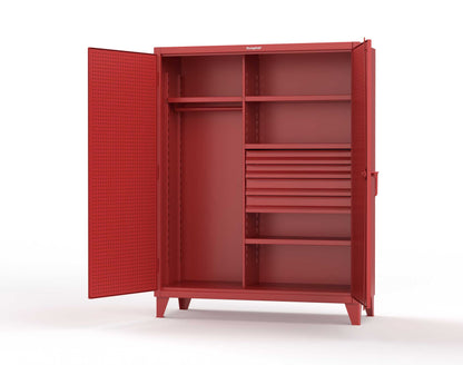 Extreme Duty 12 GA Uniform Cabinet with 4 Drawers, Pegboard, 4 Shelves - 60 In. W x 24 In. D x 78 In. H - 56-W-244-4DB-PB-3001