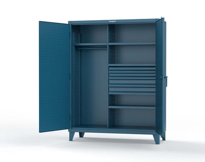 Extreme Duty 12 GA Uniform Cabinet with 4 Drawers, Pegboard, 4 Shelves - 60 In. W x 24 In. D x 78 In. H - 56-W-244-4DB-PB-5001