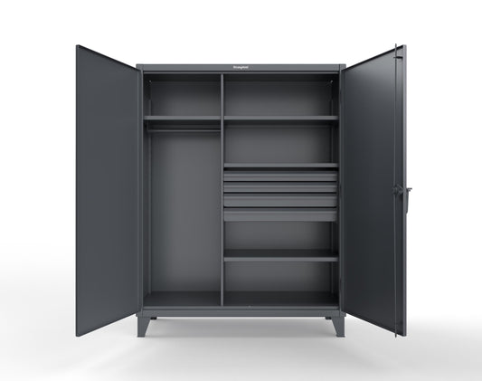 Extreme Duty 12 GA Uniform Cabinet with 4 Drawers, 4 Shelves - 60 In. W x 24 In. D x 78 In. H - 56-W-244-4DB-7024