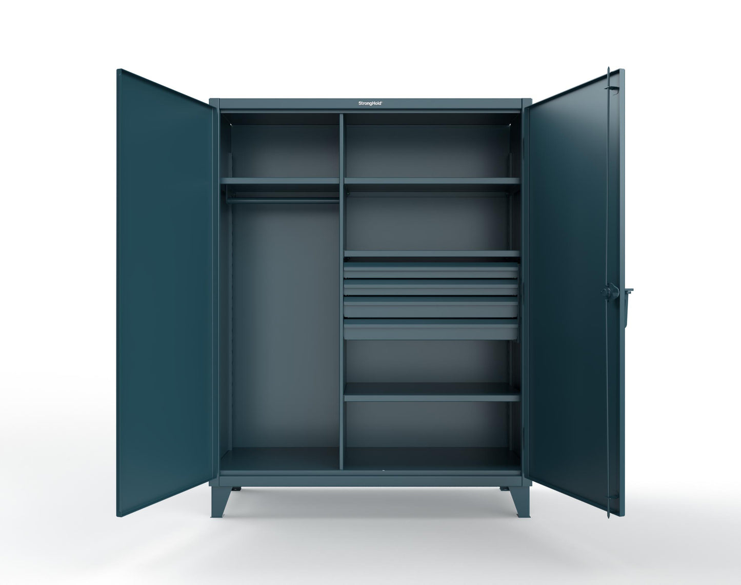 Extreme Duty 12 GA Uniform Cabinet with 4 Drawers, 4 Shelves - 60 In. W x 24 In. D x 78 In. H - 56-W-244-4DB-5001