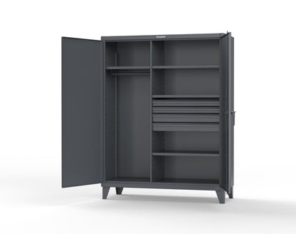 Extreme Duty 12 GA Uniform Cabinet with 4 Drawers, 4 Shelves - 60 In. W x 24 In. D x 78 In. H - 56-W-244-4DB-7024