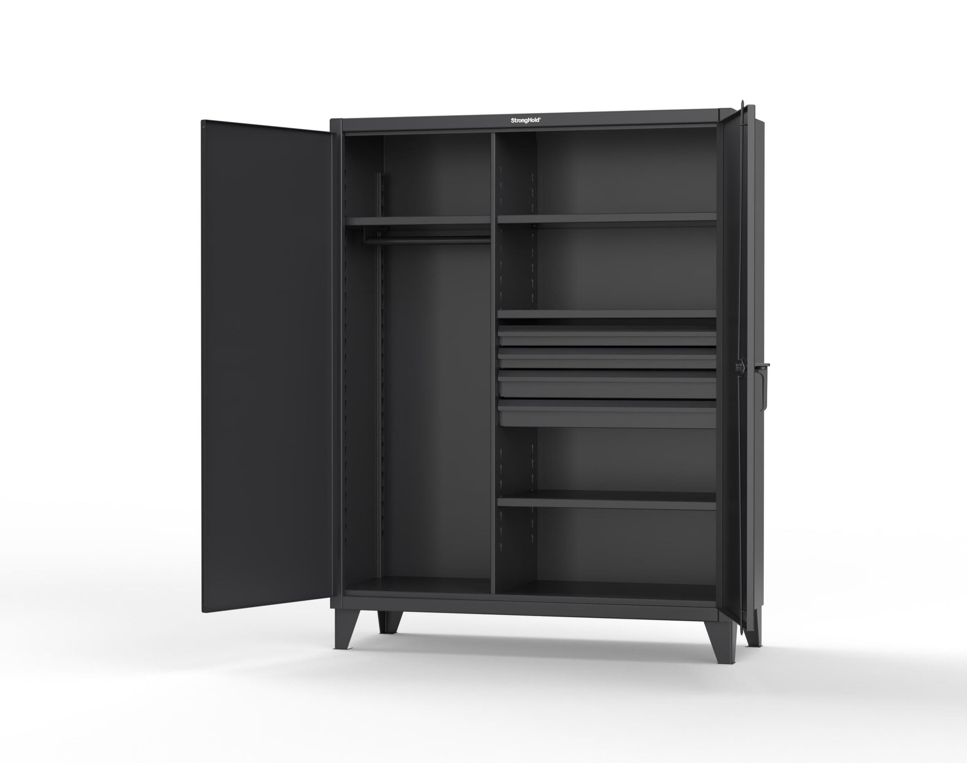 Extreme Duty 12 GA Uniform Cabinet with 4 Drawers, 4 Shelves - 60 In. W x 24 In. D x 78 In. H - 56-W-244-4DB-9005